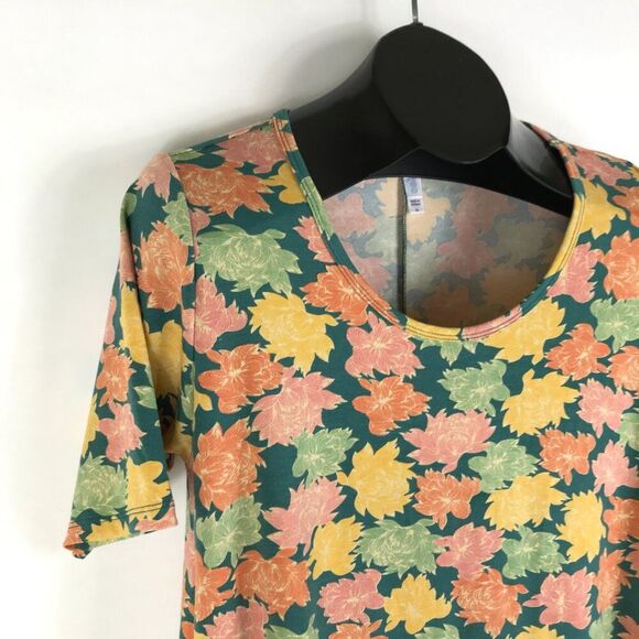 NEW LuLaRoe Floral Print Perfect T Women's XS Scoop Neck Tunic Stretch Knit - Picture 4 of 11